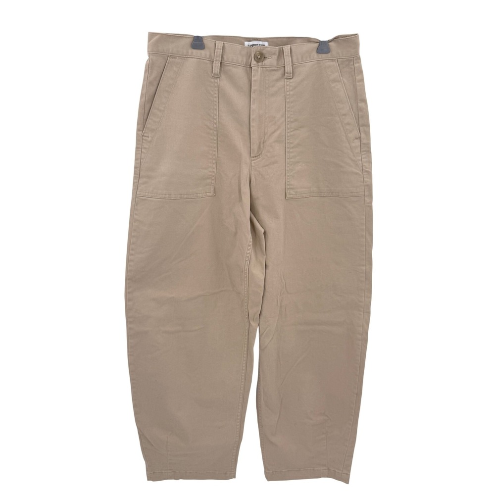 Lands End Womens 10T Khaki Utility Barrel Leg High Rise Patch Pocket Pants TALL‎